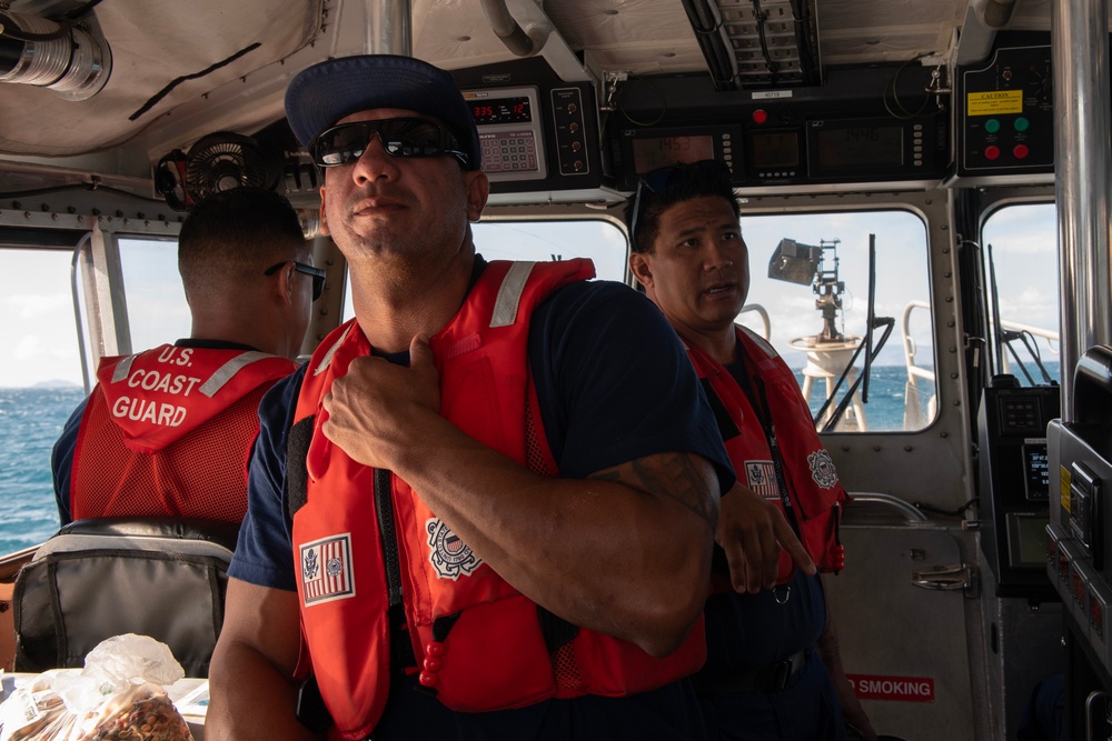 U.S. Coast Guard Station Honolulu reserve boat crew underway off Maui