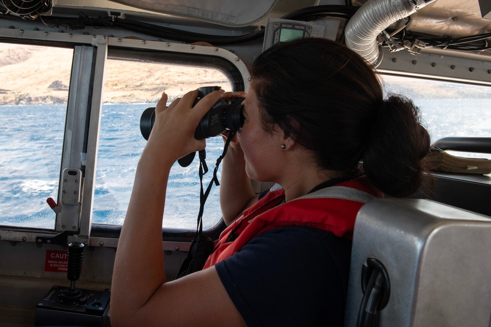 U.S. Coast Guard Station Honolulu reserve boat crew underway off Maui