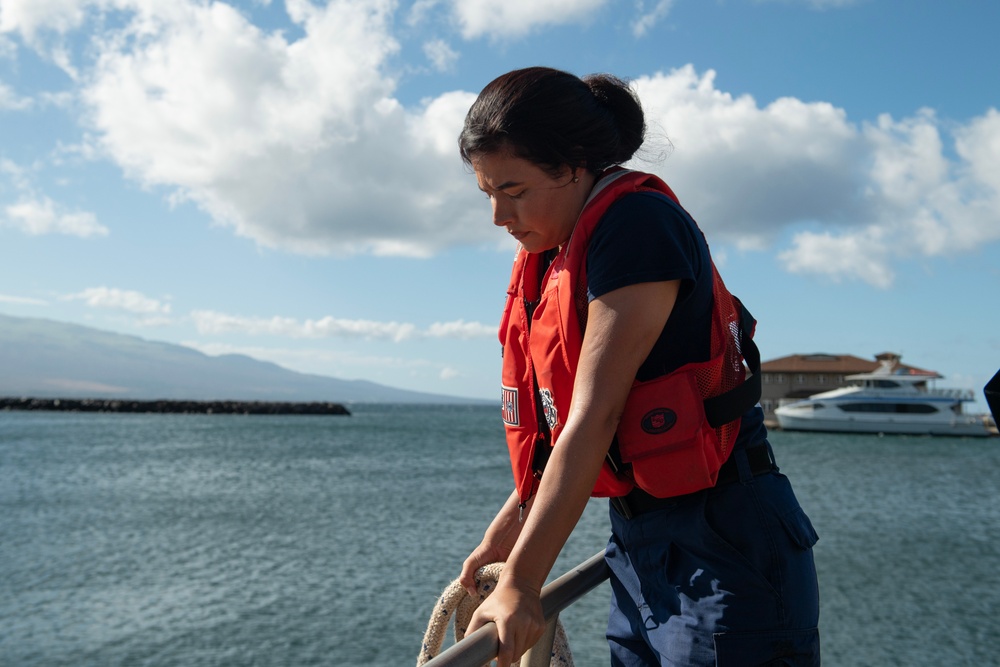 U.S. Coast Guard Station Honolulu reserve boat crew underway off Maui