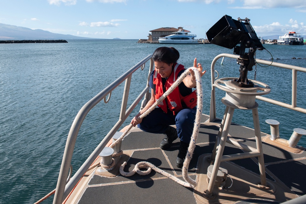 U.S. Coast Guard Station Honolulu reserve boat crew underway off Maui