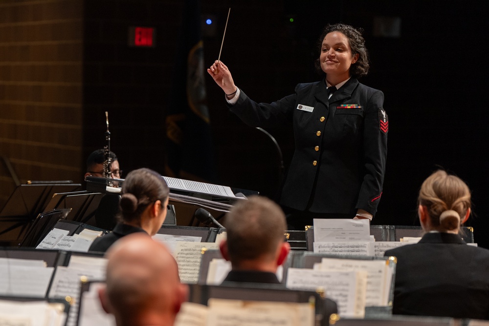 United States Navy Band performs for students in Burleson, Texas at Centennial High School