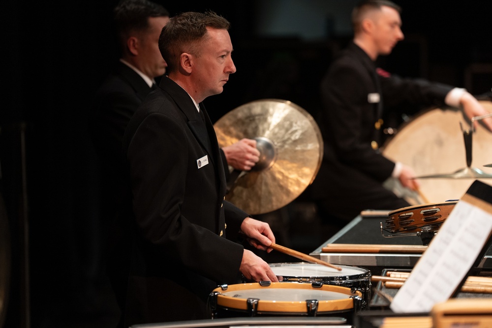 United States Navy Band performs for students in Burleson, Texas at Centennial High School