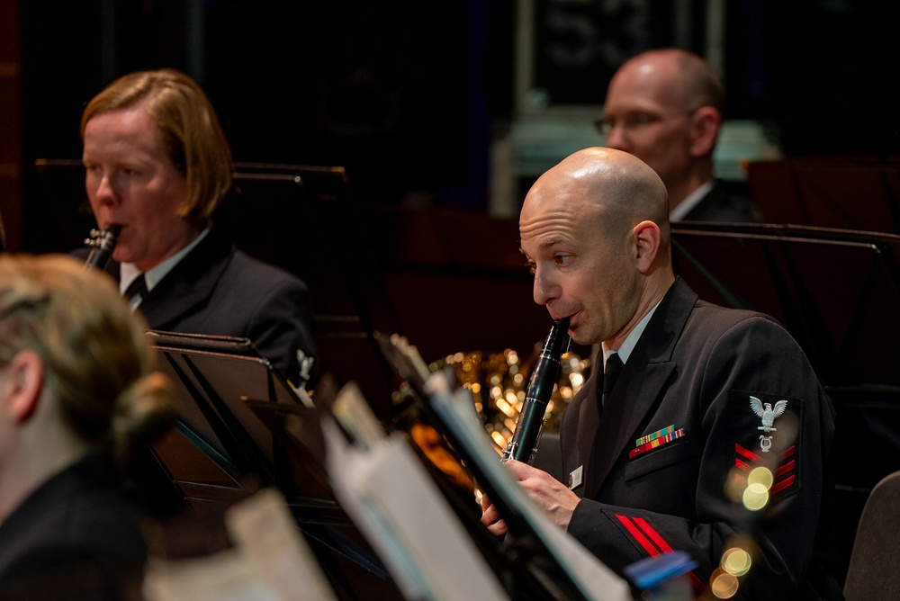 United States Navy Band performs for students in Burleson, Texas at Centennial High School