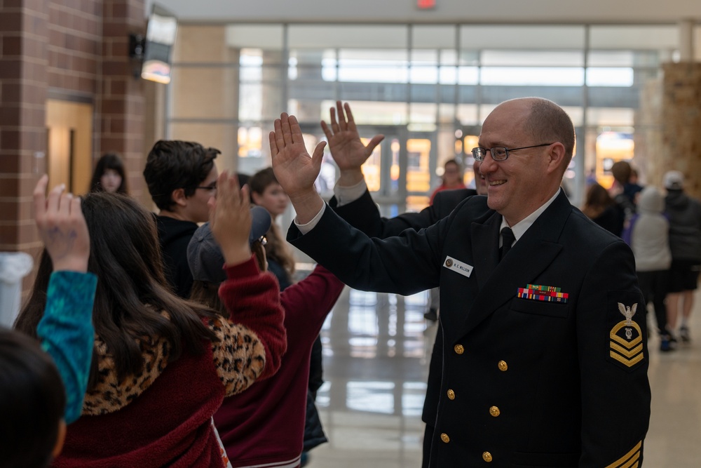 United States Navy Band performs for students in Burleson, Texas at Centennial High School