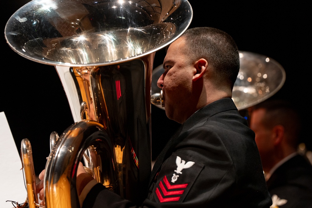 United States Navy Band performs for students in Burleson, Texas at Centennial High School