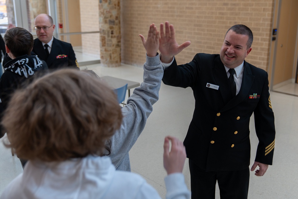 United States Navy Band performs for students in Burleson, Texas at Centennial High School