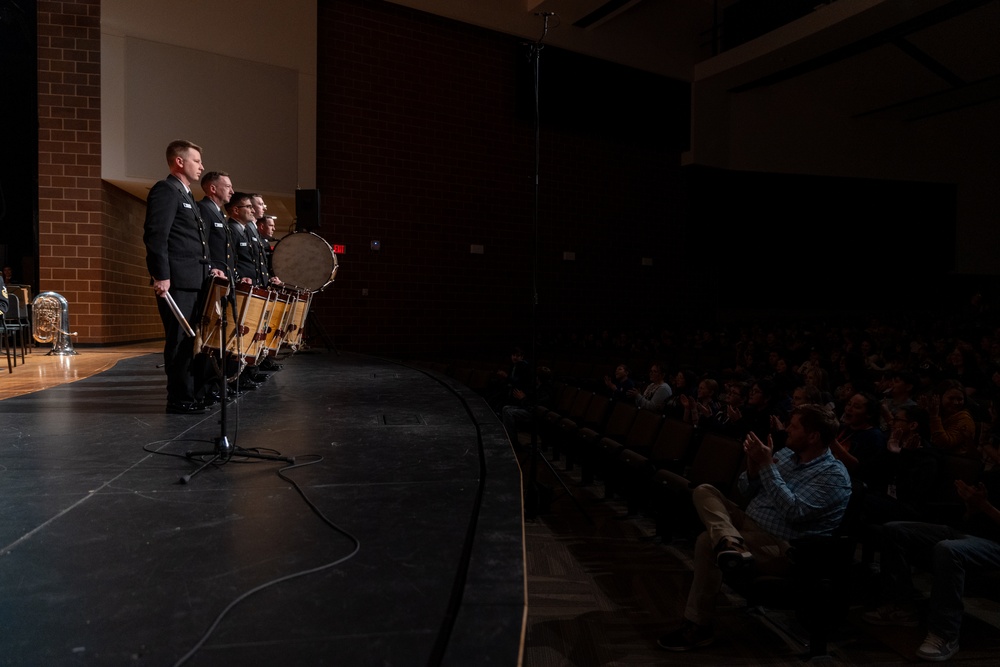 United States Navy Band performs for students in Burleson, Texas at Centennial High School