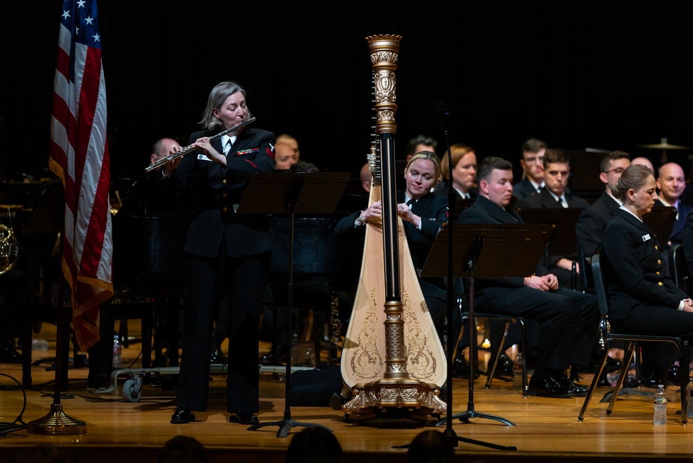 United States Navy Band performs for students at Caddo Parish Magnet High School in Shreveport, Louisiana