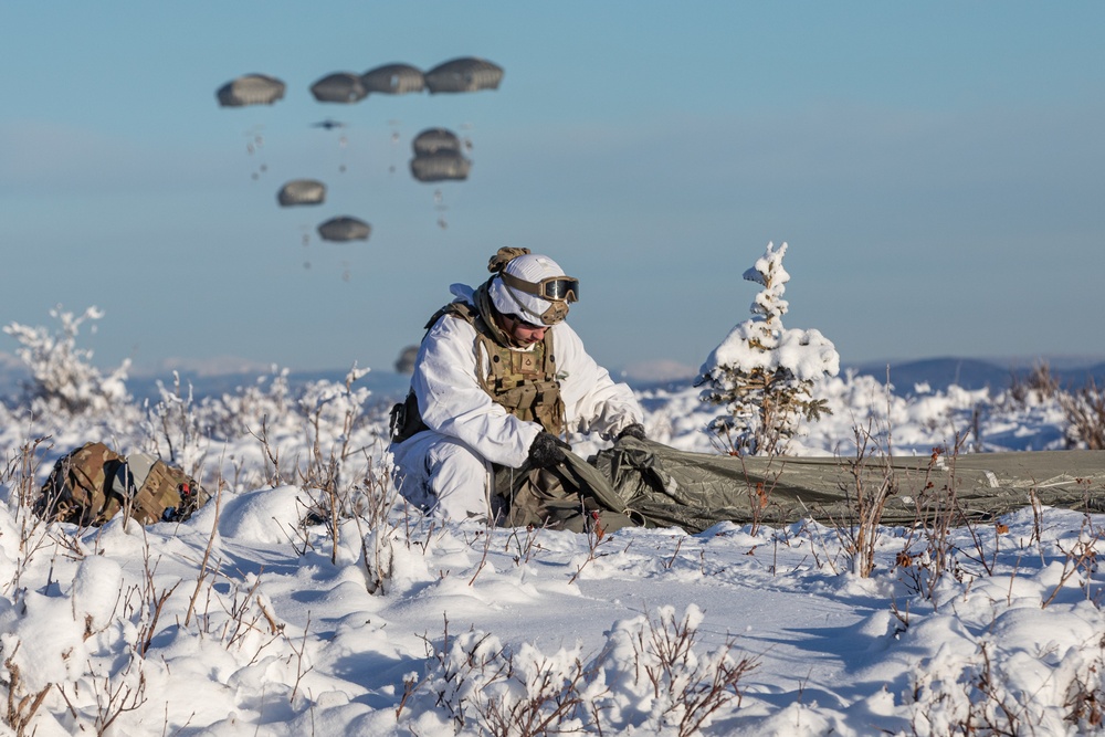 11th Airborne Division Jumps into Donnelly Training Area for JPMRC-AK 24-02