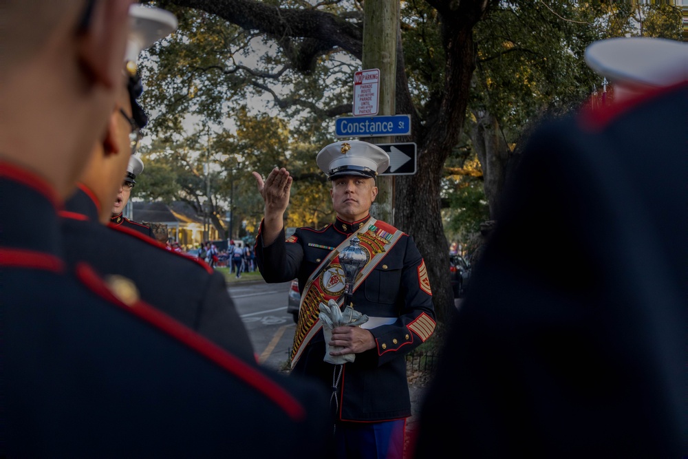 2d Marine Division Band Performs in the Knights of Chaos Parade 2024