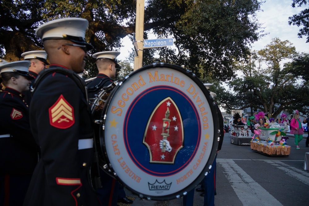 2d Marine Division Band Performs in the Knights of Chaos Parade 2024