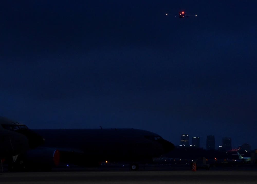 The sun rises on the 117th Air Refueling Wing’s KC-135R Stratotanker fleet