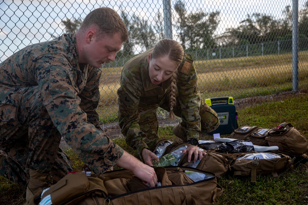 U.S. Marines and the Royal Australian Air Force train together in Tinian