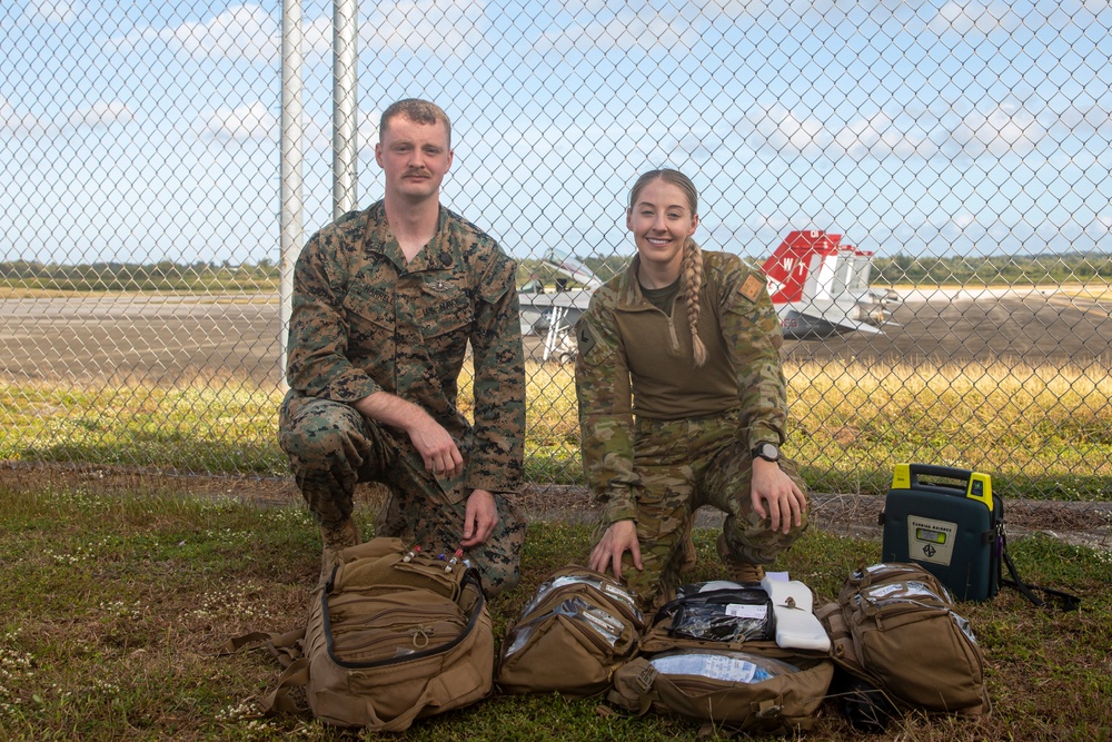 U.S. Marines and the Royal Australian Air Force train together in Tinian