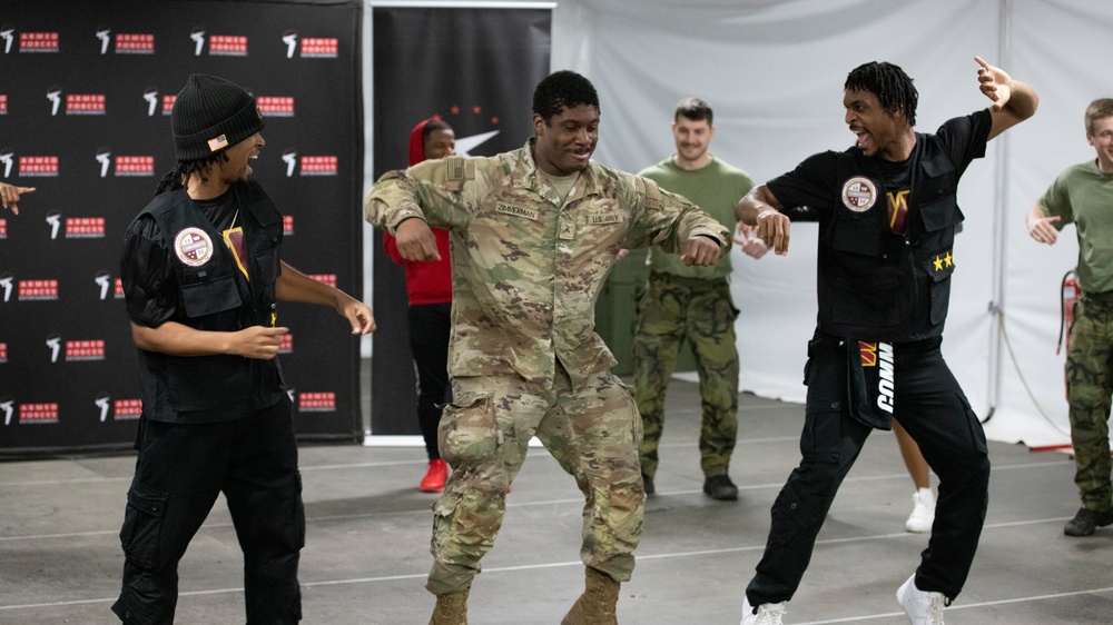 Washington Commanders Cheerleaders Kickoff SB LVIII with Fort Bliss and Polish Soldiers