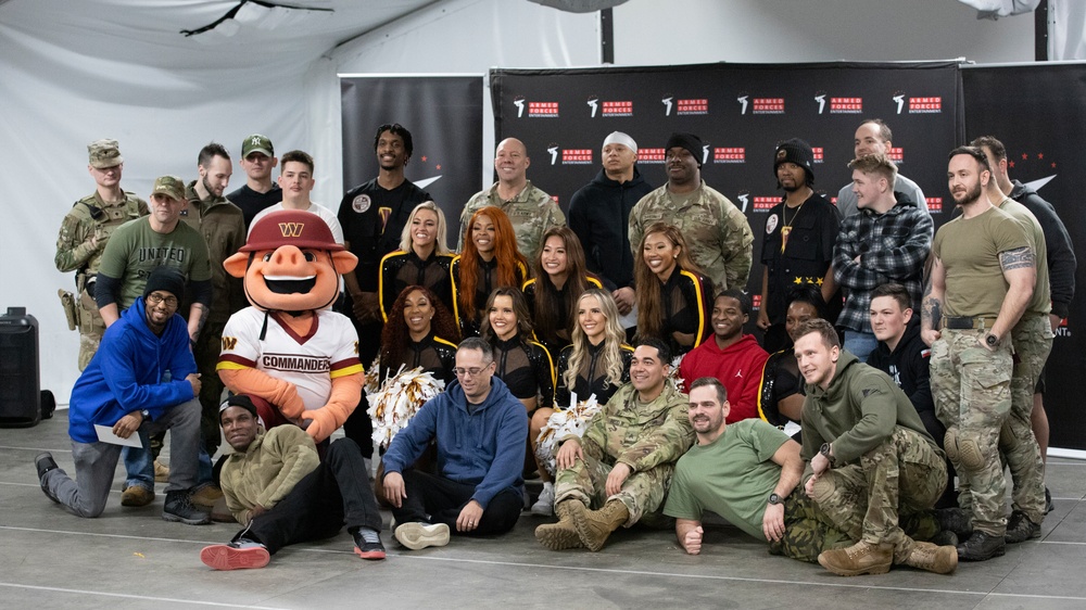 Washington Commanders Cheerleaders Kickoff SB LVIII with Fort Bliss and Polish Soldiers