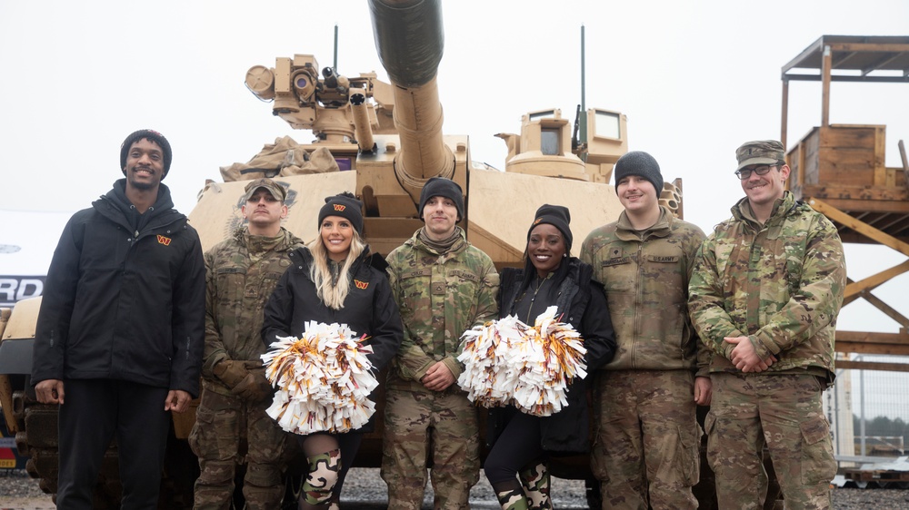 Washington Commanders Cheerleaders Kickoff SB LVIII with Fort Bliss and Polish Soldiers