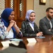 USAID scholarship recipients Marwa Abdelhady, Nayera Ahmed, and Mo’men Roushdy meet with a USAID delegation at AUC February 5, 2024, to share their thoughts about their studies.