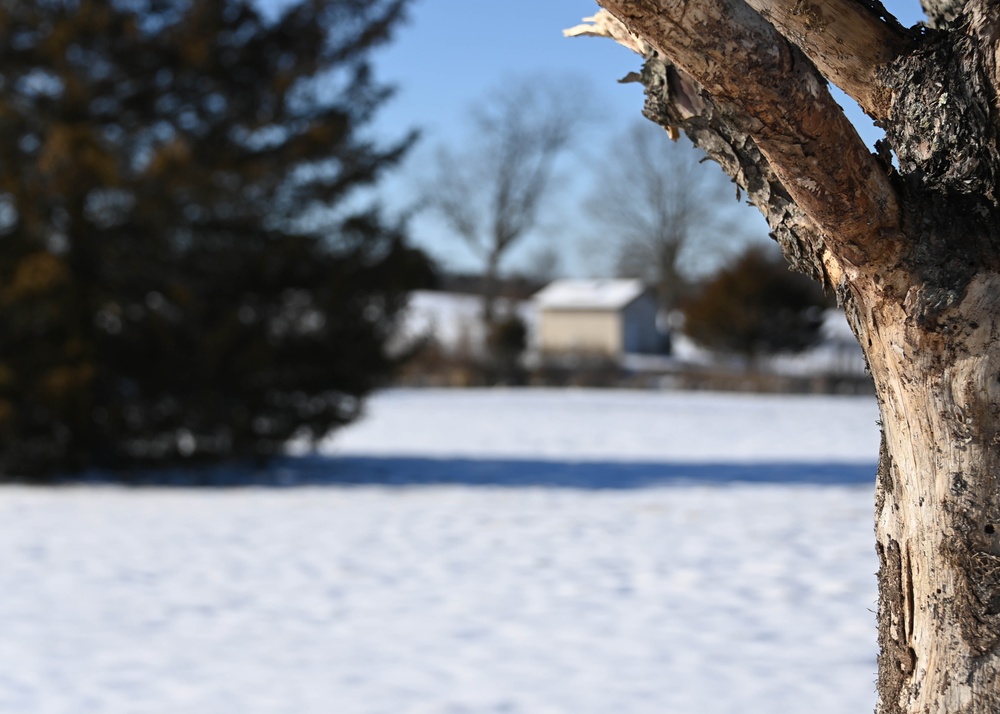 Snow falls at Joint Base Andrews