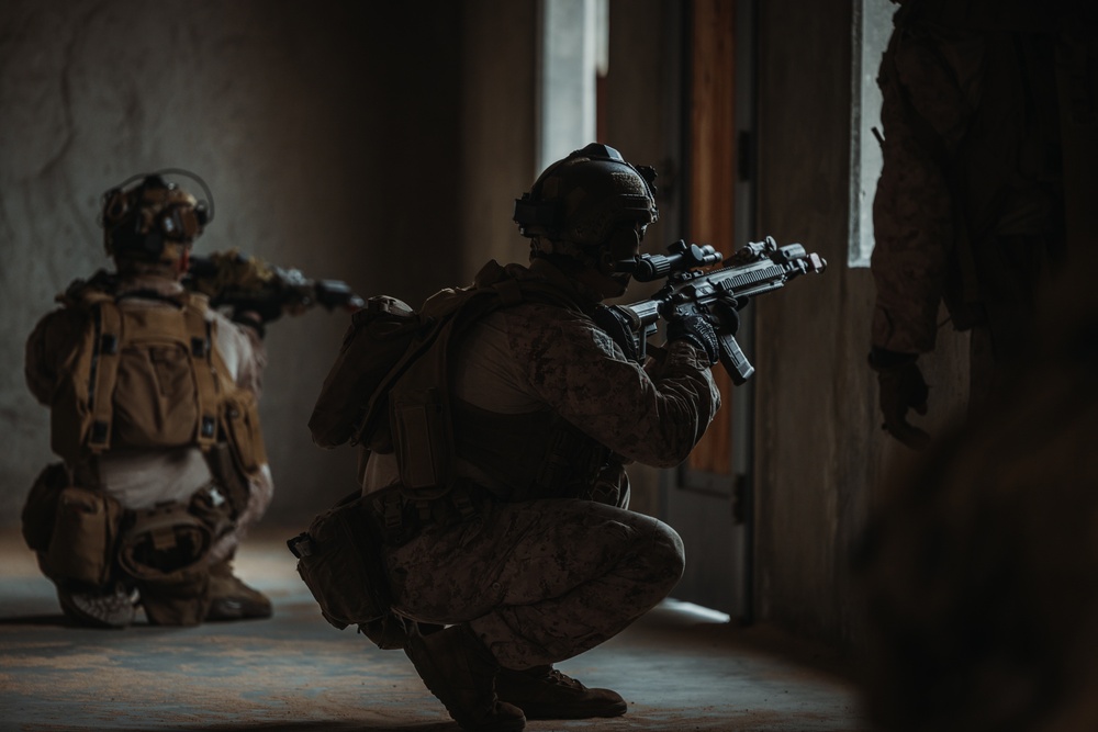 Marines with V2/6 conduct urban assaults and defensive operations at Range 220 during AFX for SLTE 2-24