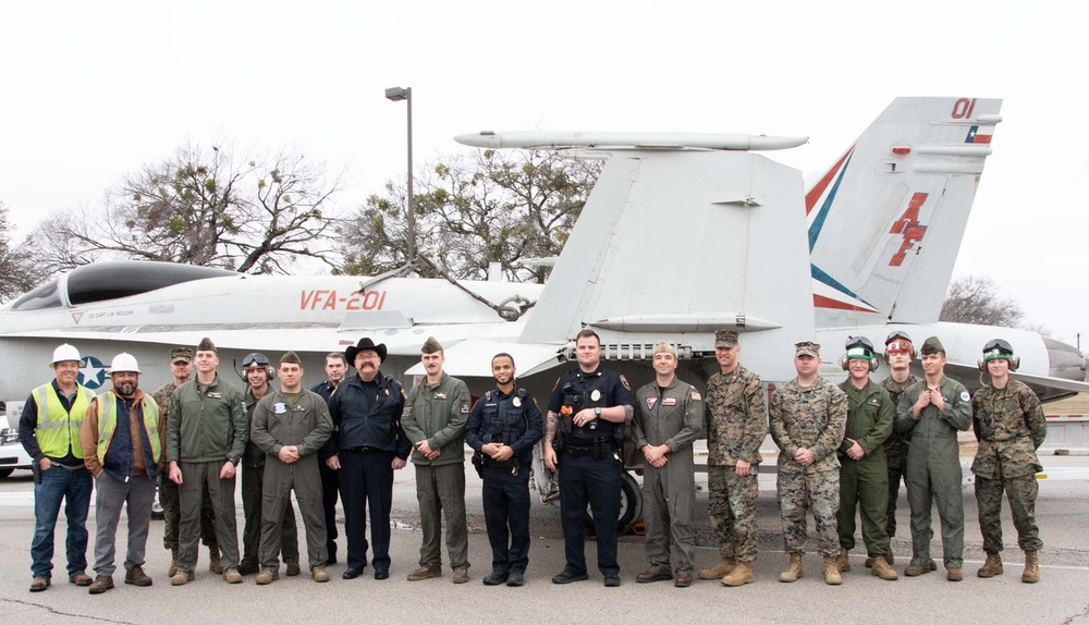 NAS JRB Fort Worth teams up with Westworth Village to move F/A-18A Hornet to City Hall