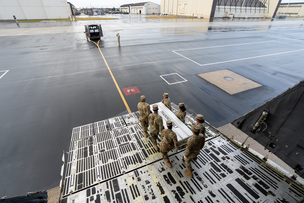 Air Force Mortuary Affairs Operations Airmen train for dignified transfer mission