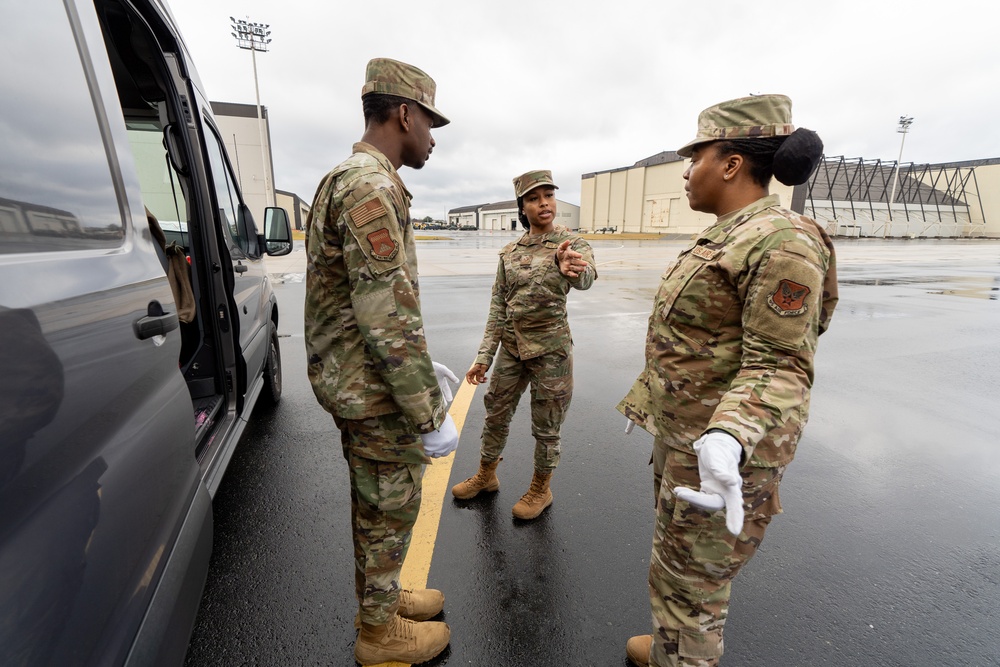 Air Force Mortuary Affairs Operations Airmen train for dignified transfer mission