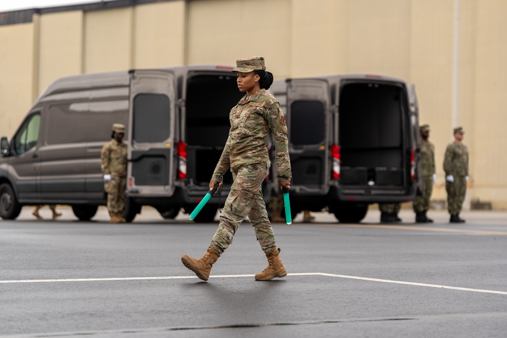 Air Force Mortuary Affairs Operations Airmen train for dignified transfer mission