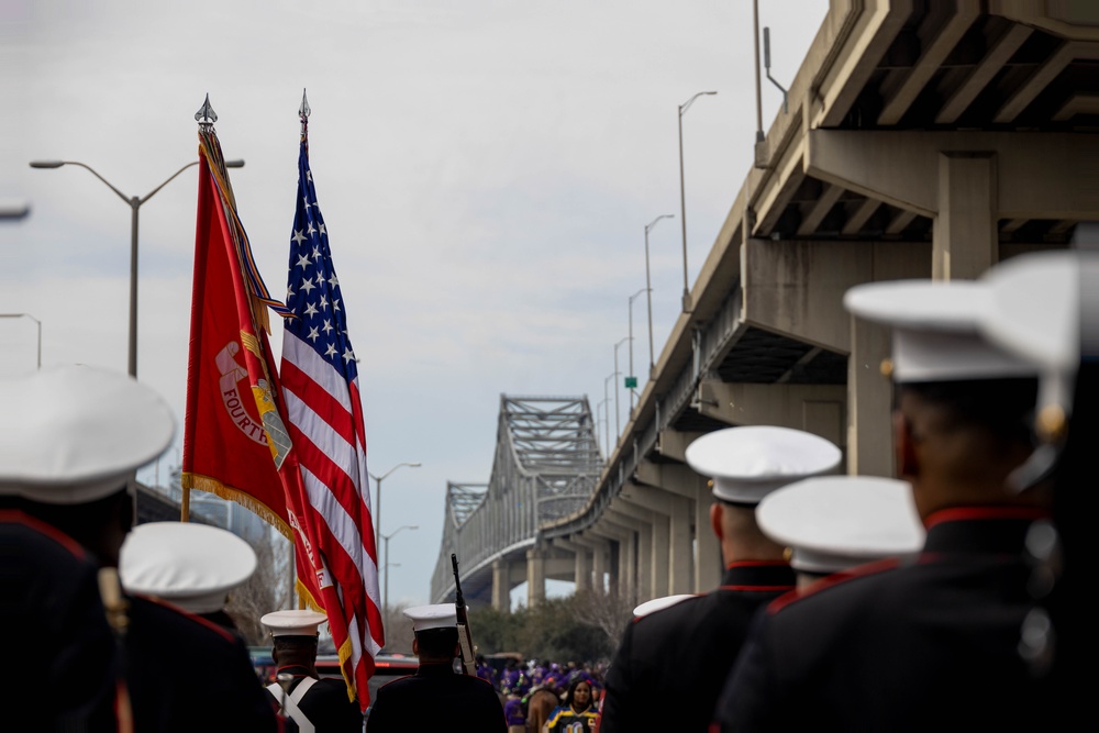 2d Marine Division Band Performs in the Krewe of NOMTOC Parade 2024