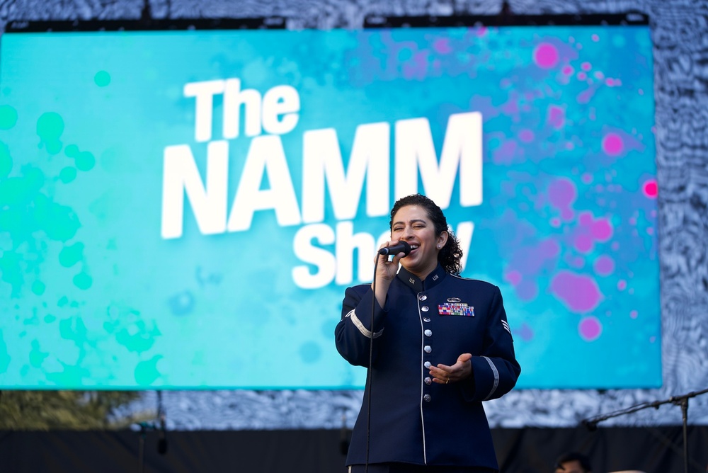 SrA Alycia Cancel with Galaxy at NAMM
