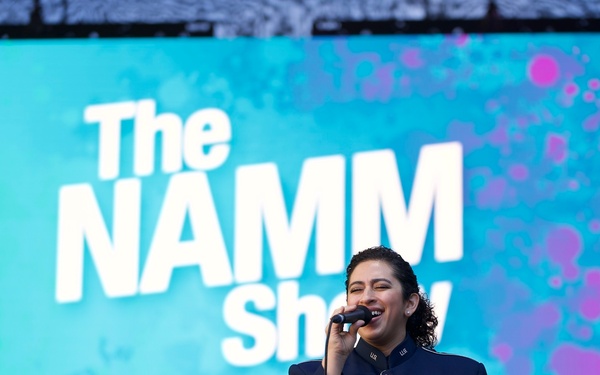 SrA Alycia Cancel with Galaxy at NAMM