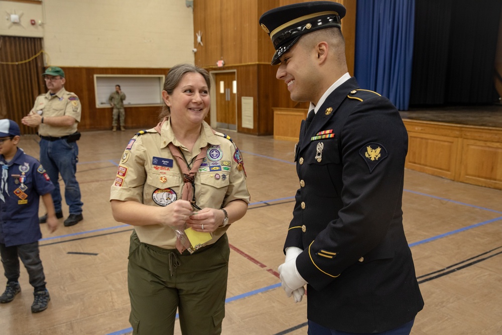 New Jersey National Guard Recruiters Teach Cub Scouts How to Fold American Flag