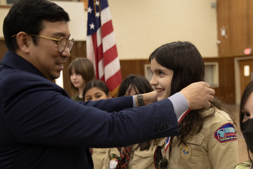 New Jersey National Guard Recruiters Teach Cub Scouts How to Fold American Flag