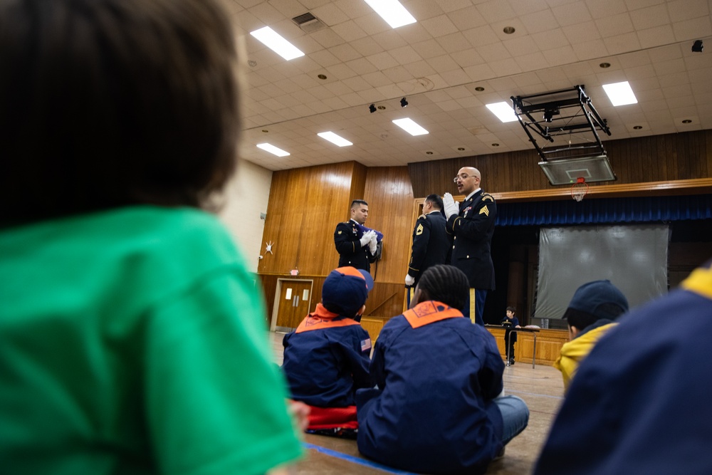 New Jersey National Guard Recruiters Teach Cub Scouts How to Fold American Flag