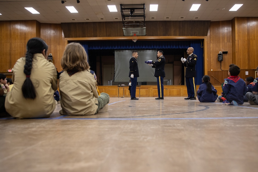 New Jersey National Guard Recruiters Teach Cub Scouts How to Fold American Flag