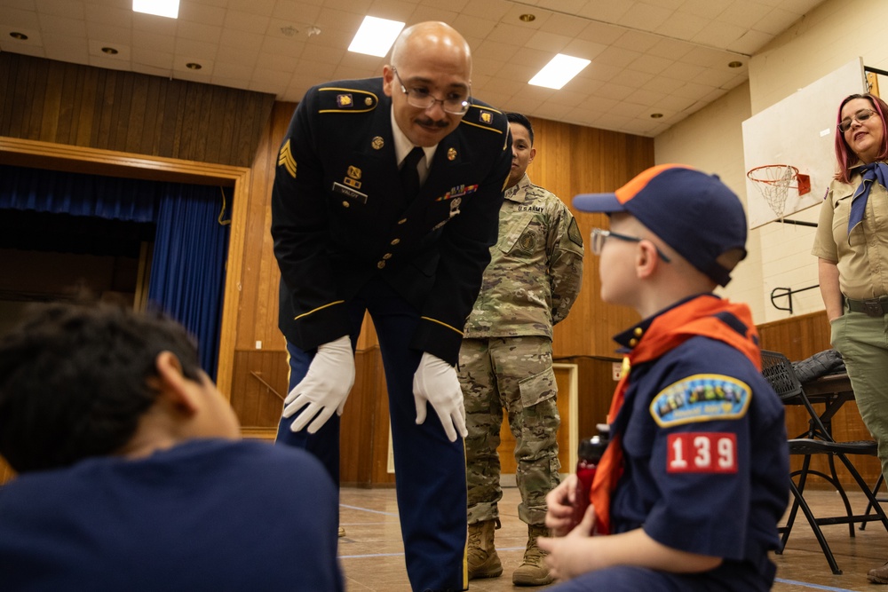 New Jersey National Guard Recruiters Teach Cub Scouts How to Fold American Flag