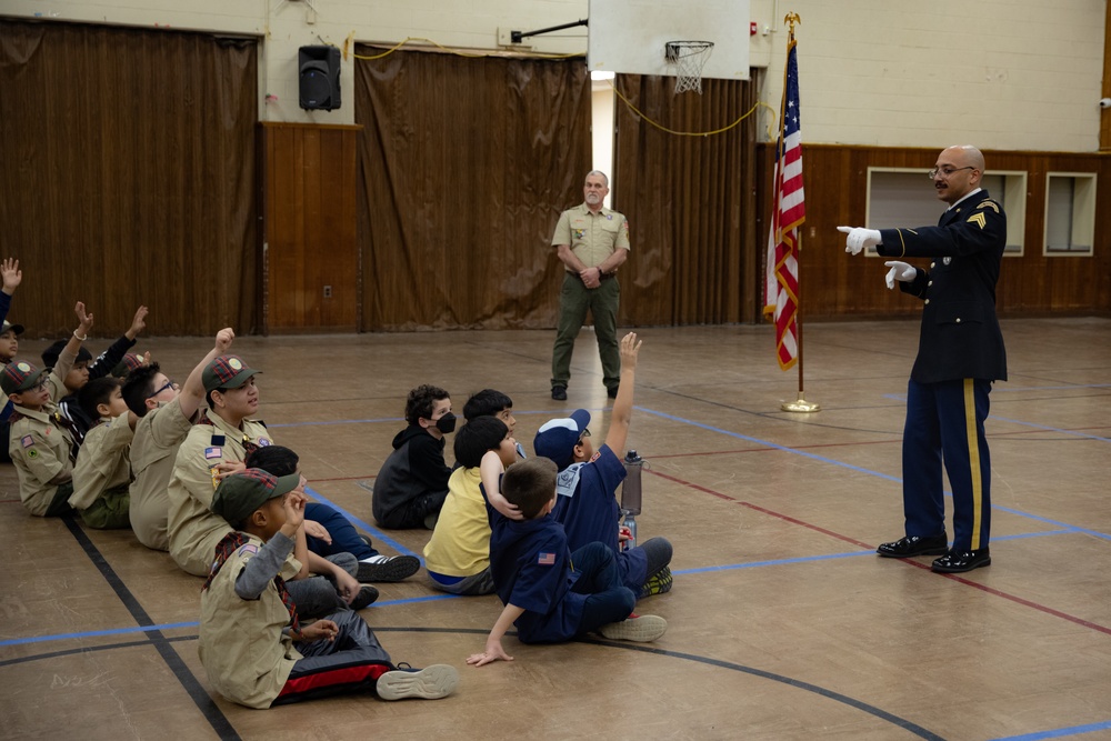 New Jersey National Guard Recruiters Teach Cub Scouts How to Fold American Flag