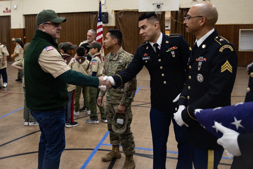 New Jersey National Guard Recruiters Teach Cub Scouts How to Fold American Flag