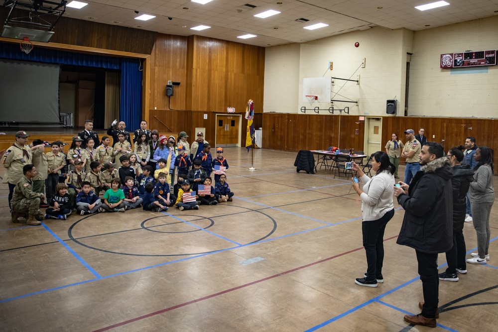 New Jersey National Guard Recruiters Teach Cub Scouts How to Fold American Flag