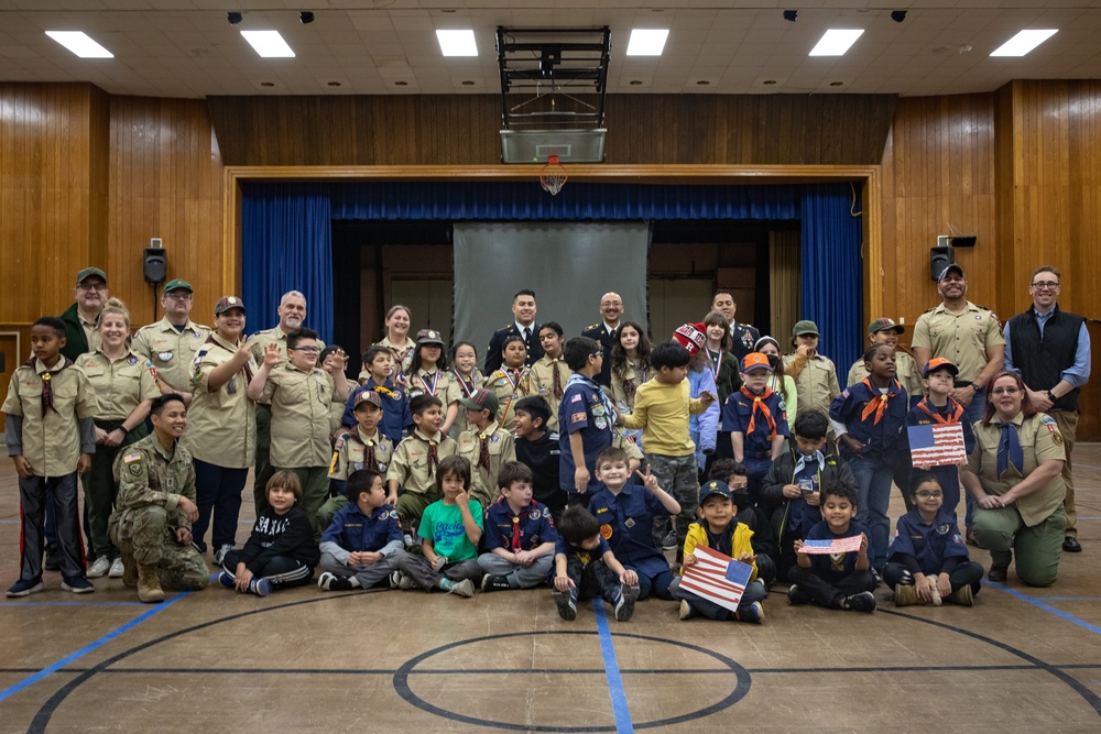 New Jersey National Guard Recruiters Teach Cub Scouts How to Fold American Flag