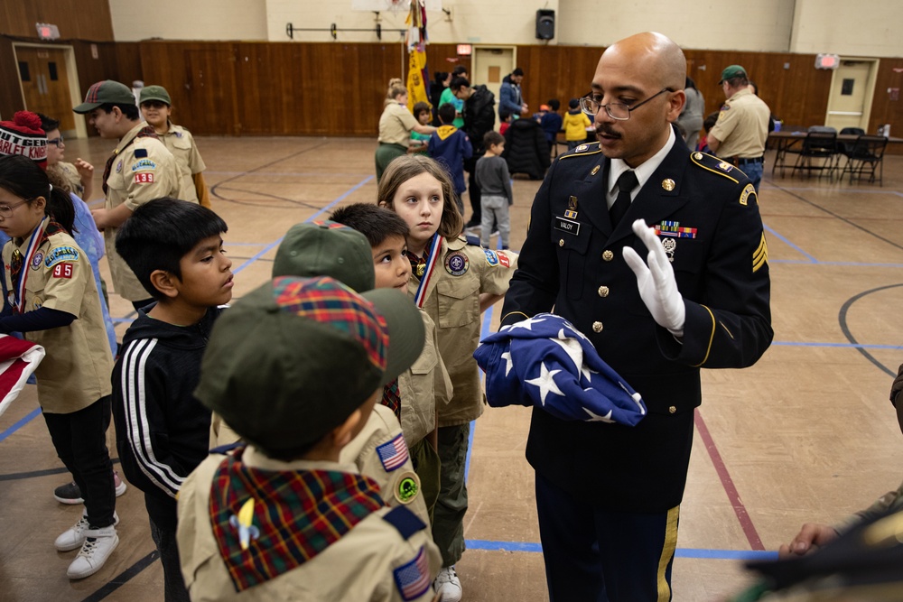 New Jersey National Guard Recruiters Teach Cub Scouts How to Fold American Flag