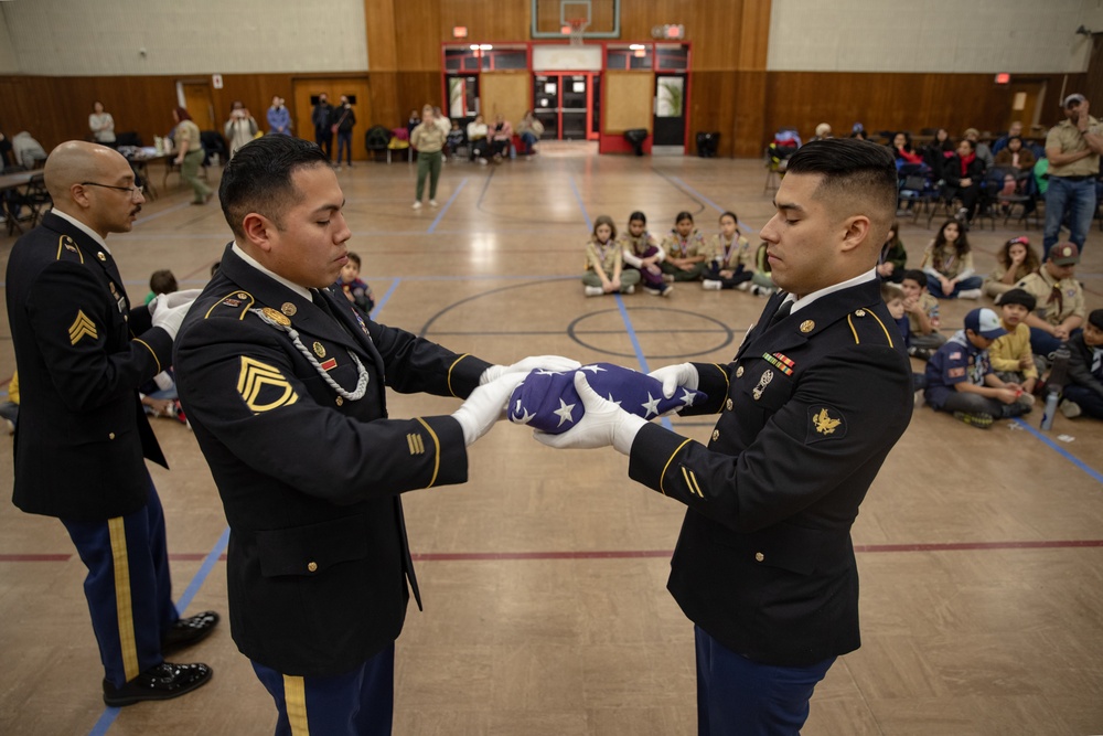 New Jersey National Guard Recruiters Teach Cub Scouts How to Fold American Flag