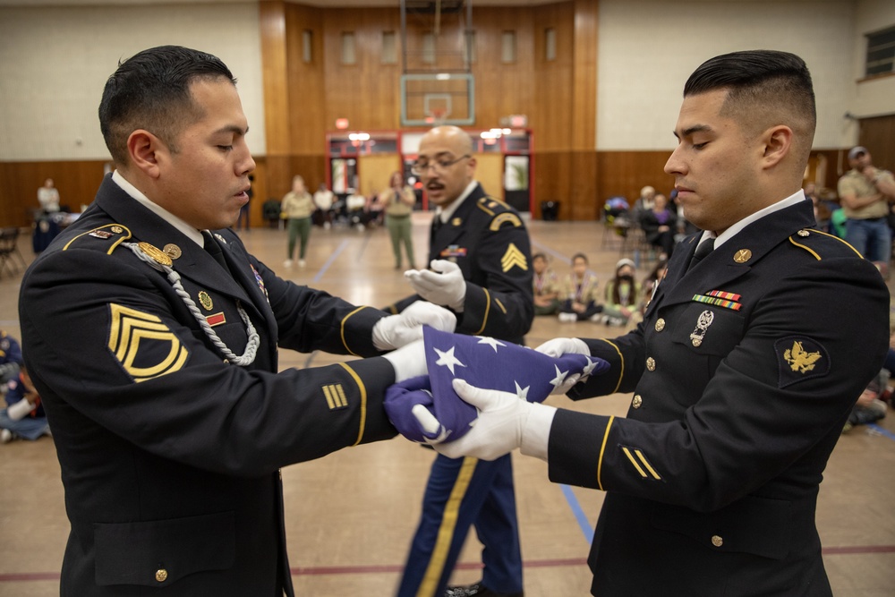 New Jersey National Guard Recruiters Teach Cub Scouts How to Fold American Flag