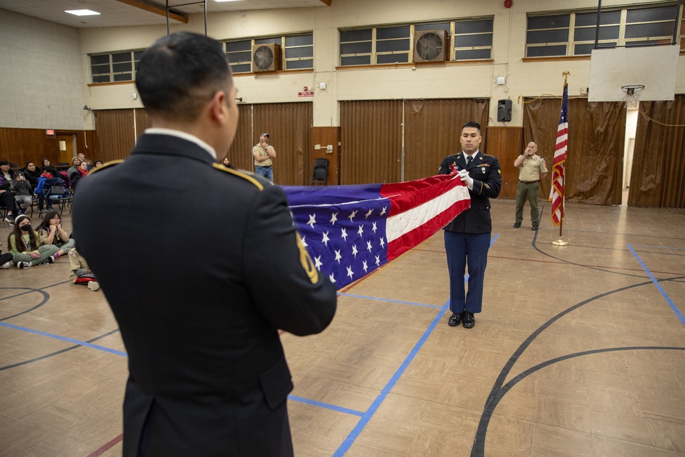 New Jersey National Guard Recruiters Teach Cub Scouts How to Fold American Flag