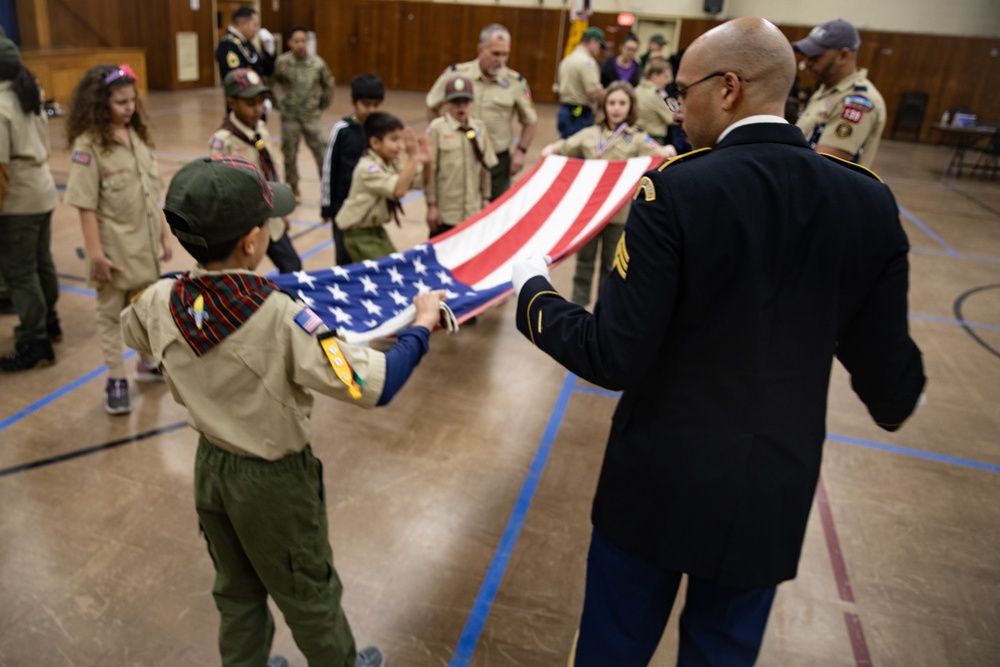 New Jersey National Guard Recruiters Teach Cub Scouts How to Fold American Flag