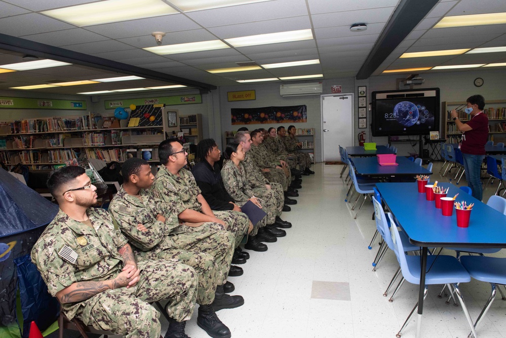 TR Sailors Visit with JMGES Students in Guam