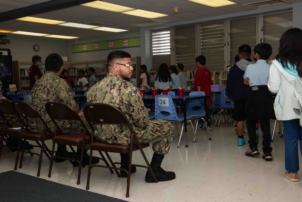 TR Sailors Visit with JMGES Students in Guam