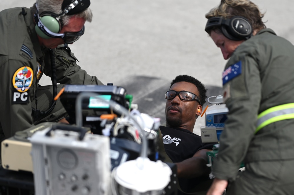 U.S., Australian and Japanese medical personnel conduct a Casualty Evacuation exercise during Cope North 24