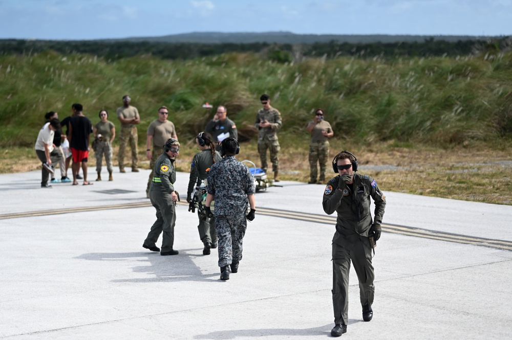 U.S., Australian and Japanese medical personnel conduct a Casualty Evacuation exercise during Cope North 24