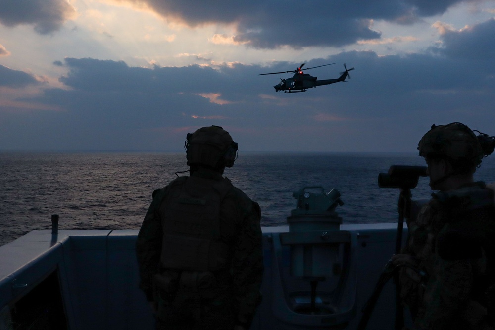 USS Green Bay provides sniper over watch for VBSS